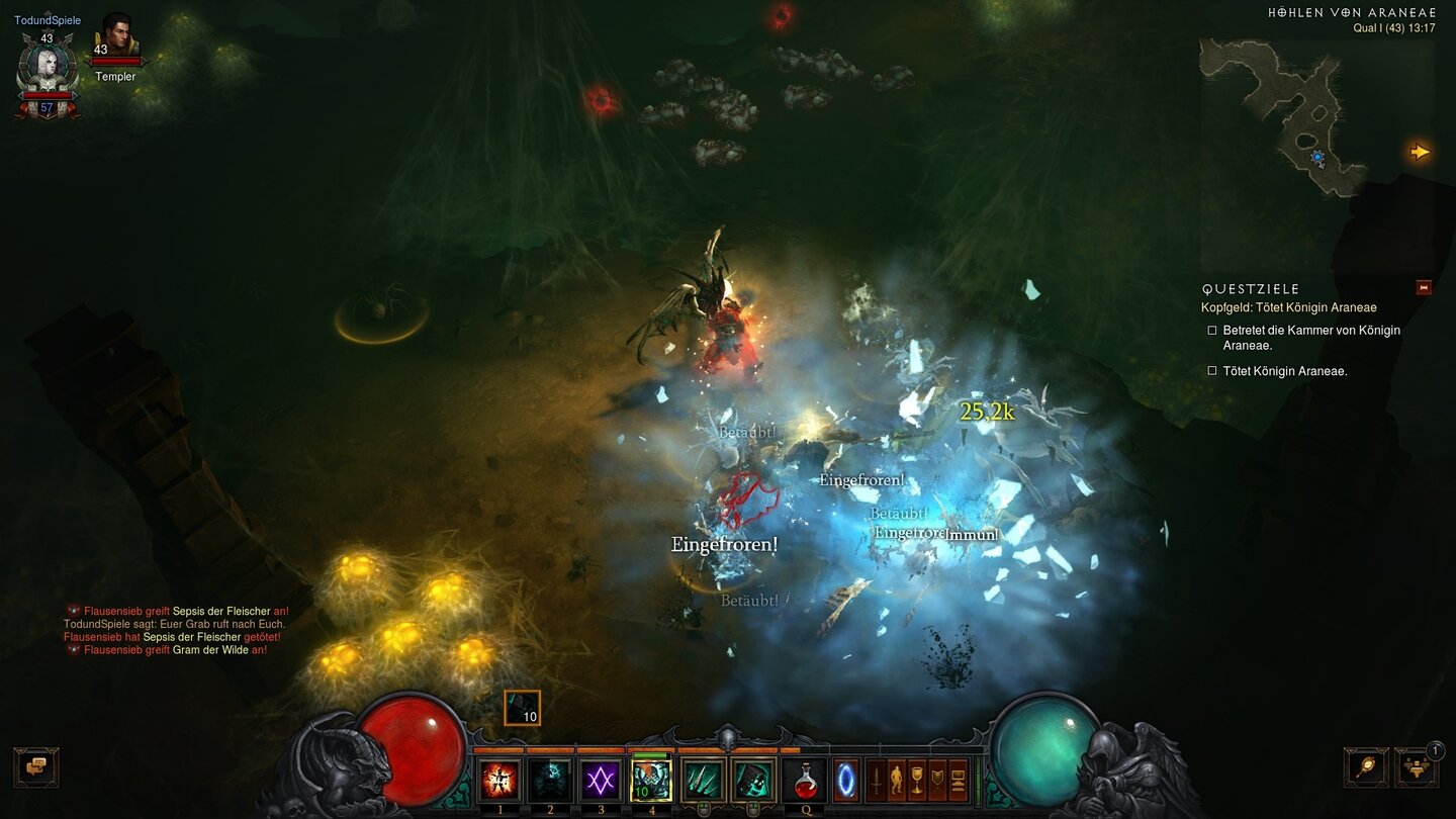 Diablo 3: Rückkehr des TotenbeschwörersMit der richtigen Rune friert die Kadaverexplosion Feinde ein.