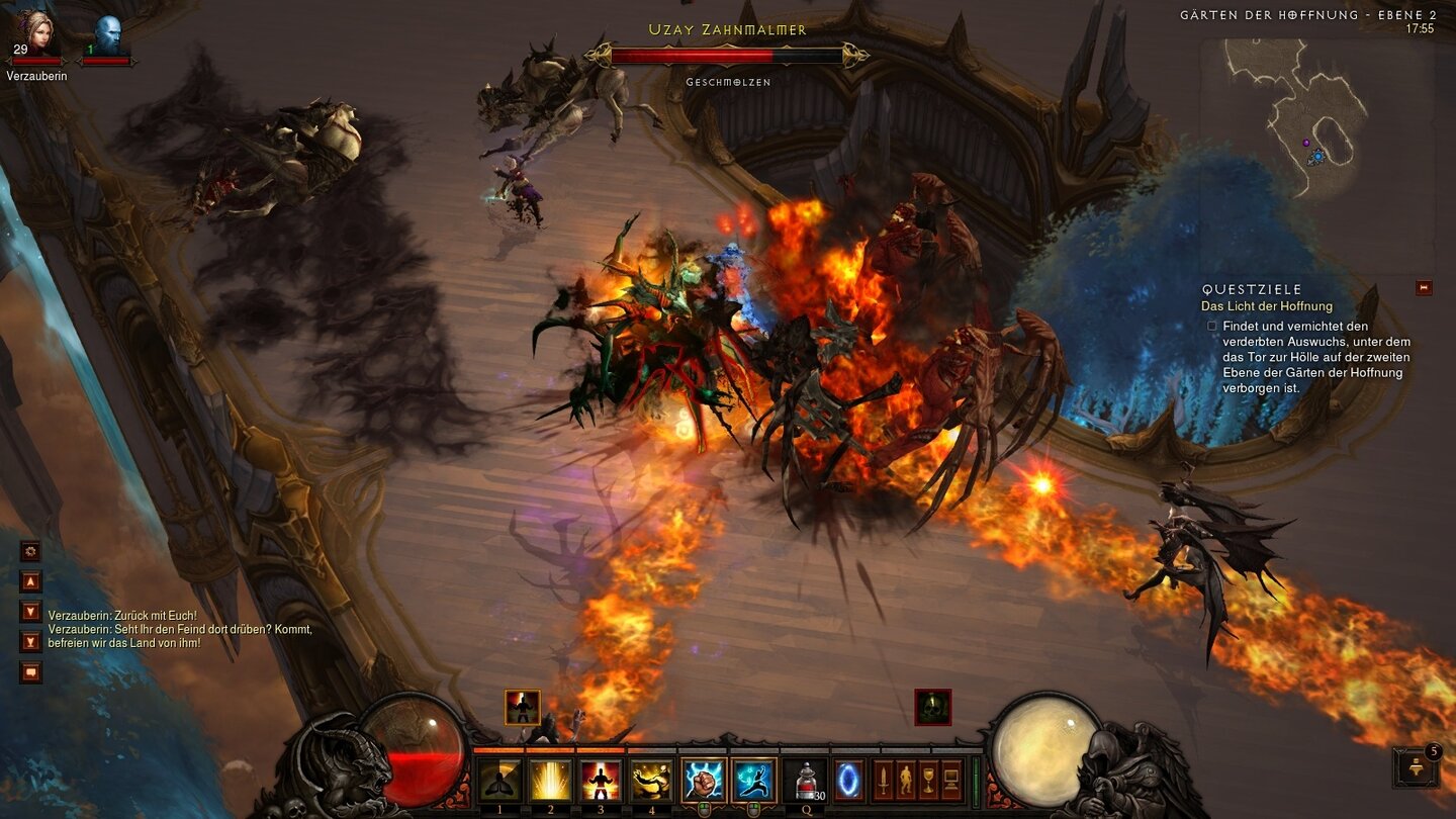 Diablo 3Bossmonster mit der Eigenschaft »Geschmolzen« hinterlassen eine Flammenspur.