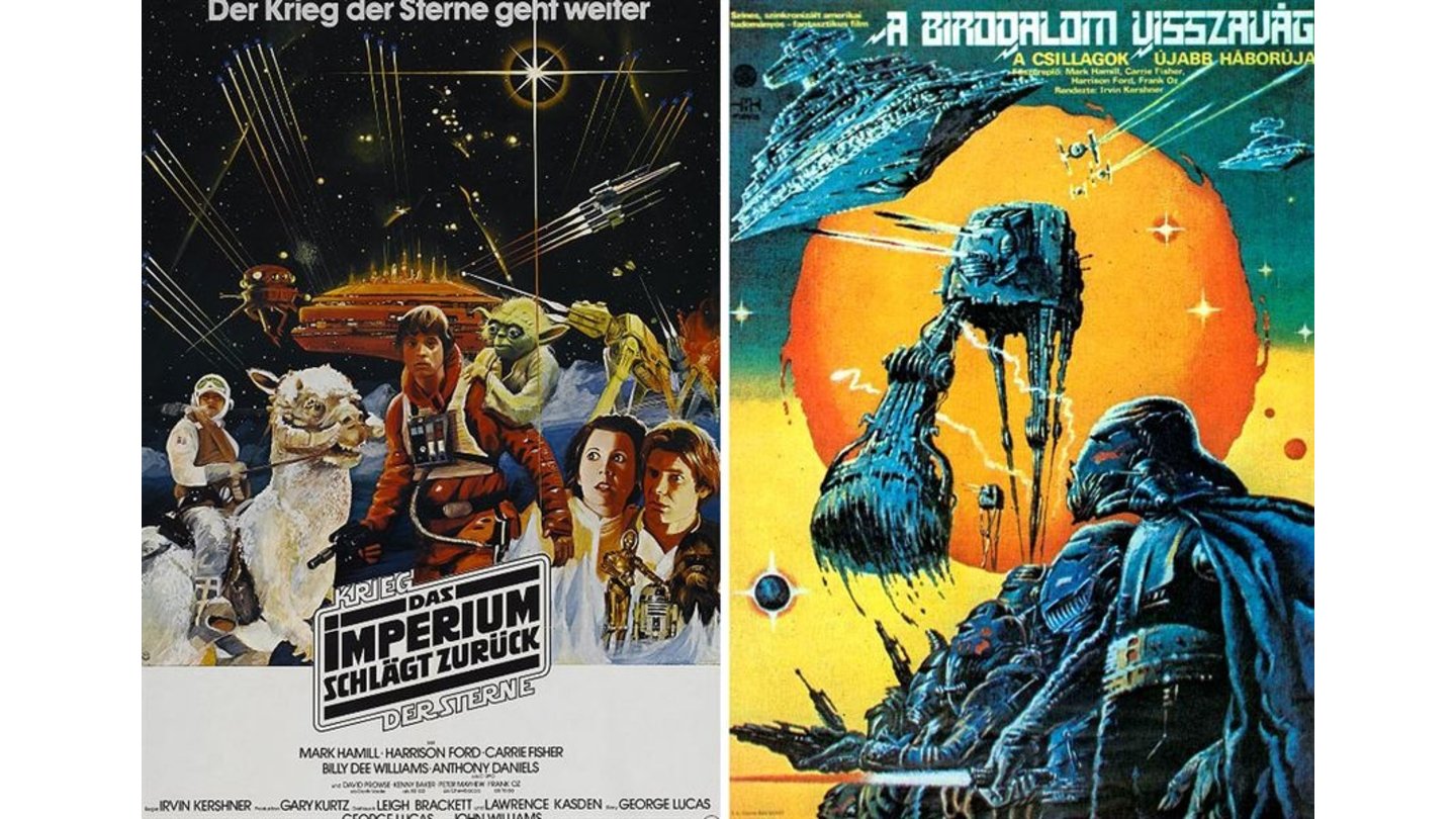 Die kuriosesten Filmposter aus aller Welt: Star Wars: Episode V – Das Imperium schlägt zurück (links: Deutschland; rechts: Ungarn)