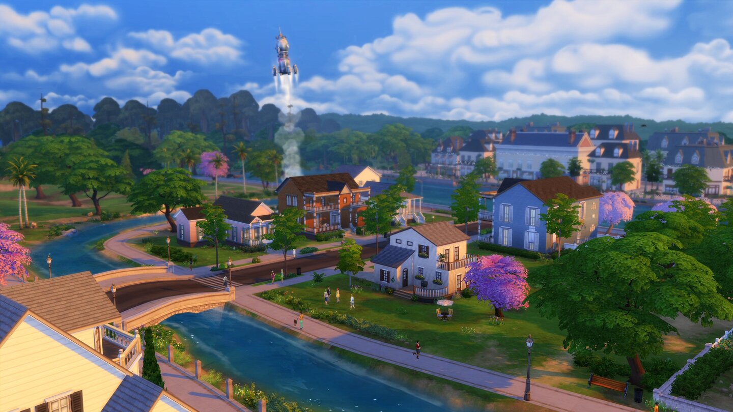 Die Sims 4Dank neuer, einfacher zu bedienender Tools trennt uns kein großer Aufwand mehr vom eigentlichen Spiel - wir brechen schon nach wenigen Minuten in die Nachbarschaft auf.
