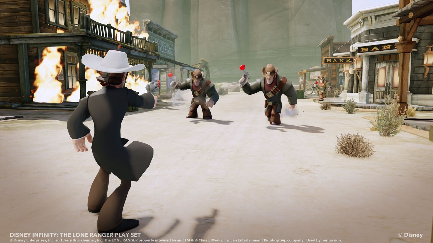 Disney InfinityJede Welt hat ihre eigenen Besonderheiten. Beim Lone Ranger sind es die Pistolenduelle.