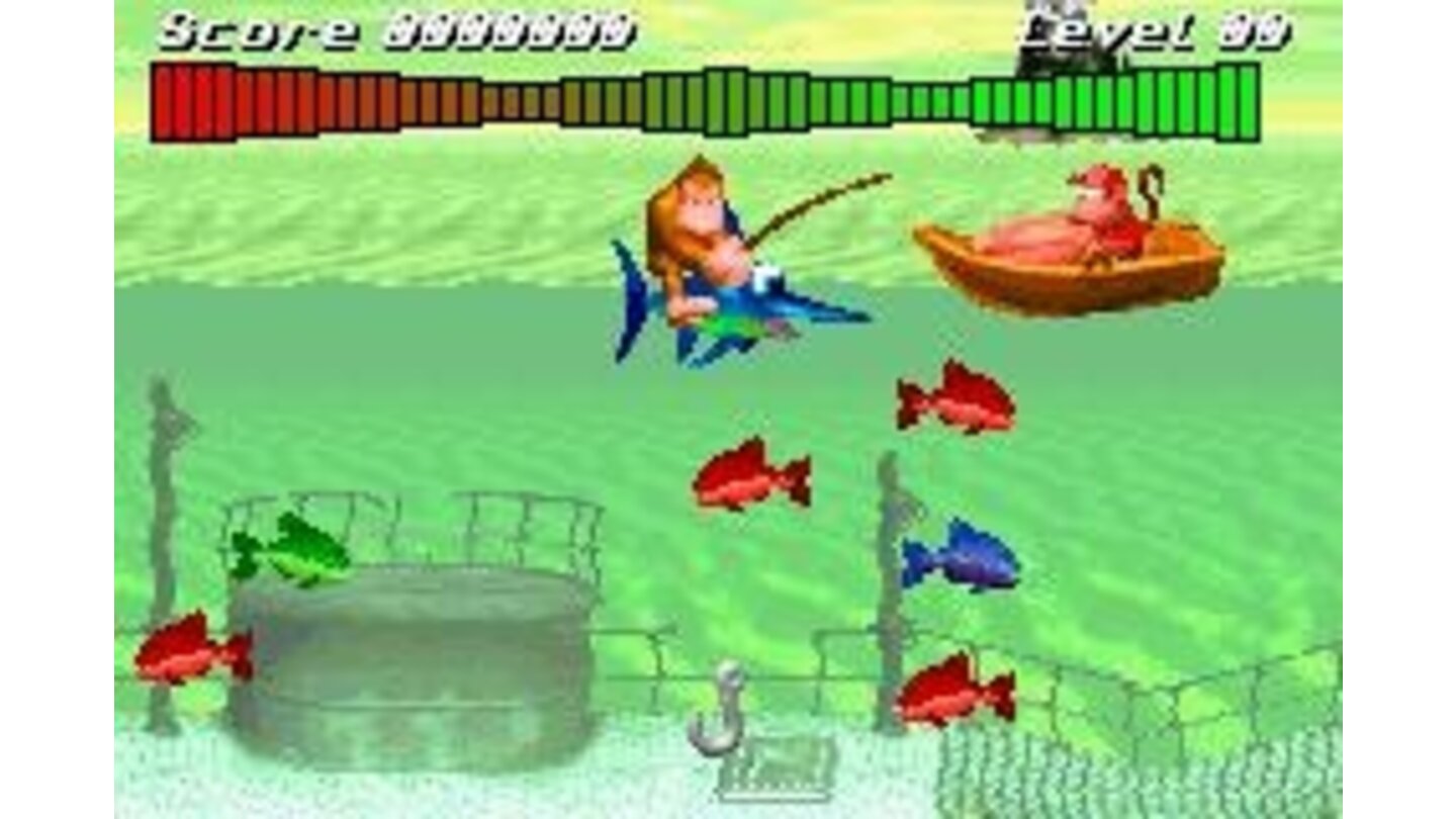 Funky Fishing is an exclusive mini-game from this version. Catch more fishes to improve your score! And your dinner...