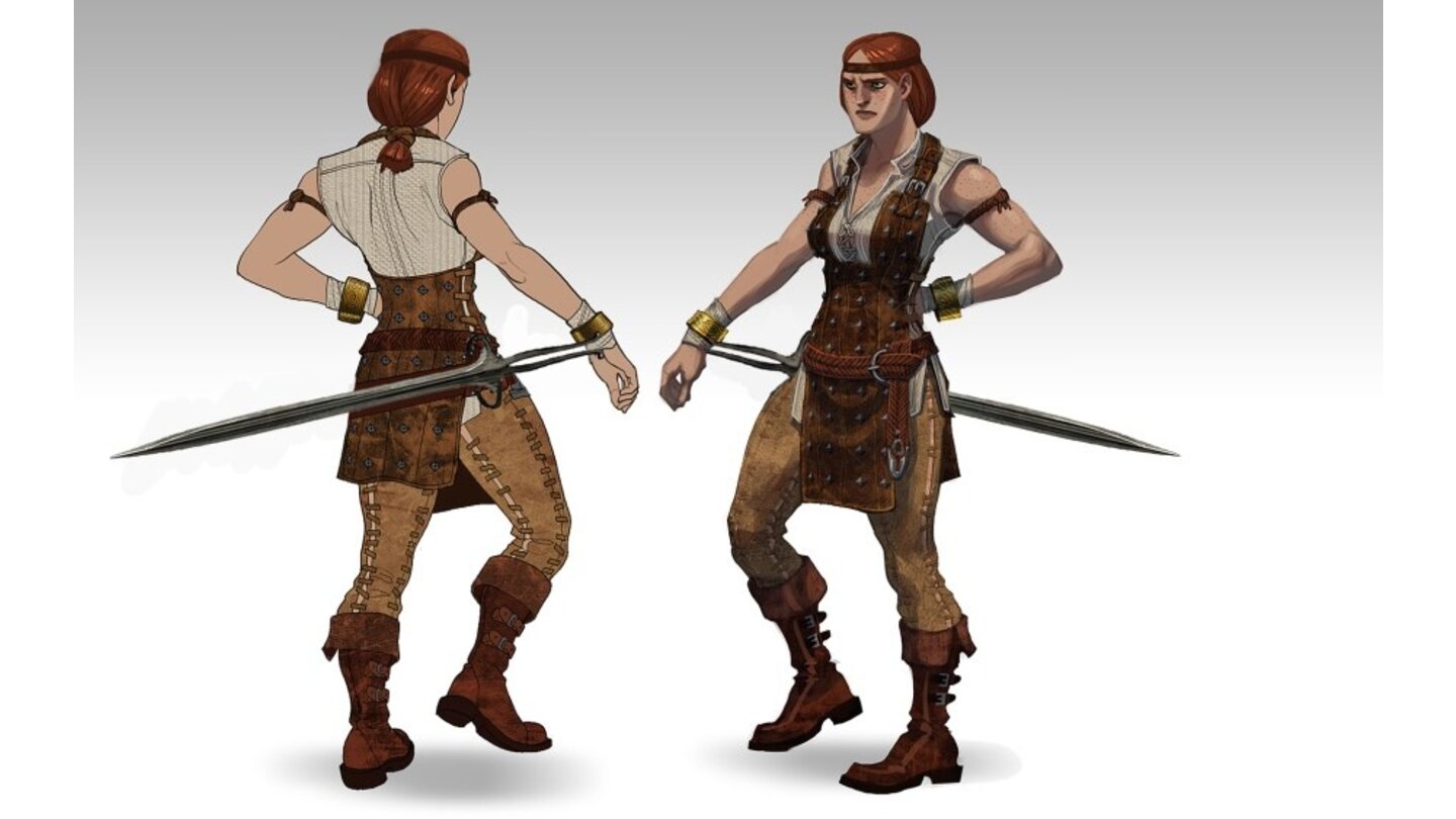 Dragon Age 2Die Kriegerin Aveline Vallen ist eine Meisterin von Schwert und Schild.