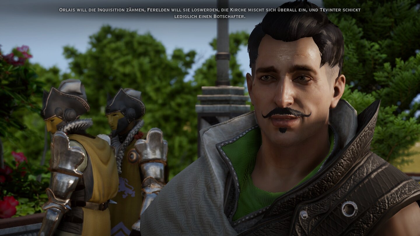 Dragon Age: Inquisition - DLC »Eindringling«Dorian ist als offizieller Botschafter Tevinters in Halamshiral, steht uns jedoch trotzdem als Begleiter zur Verfügung.