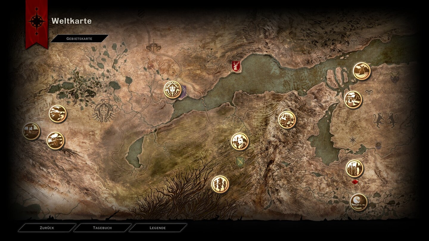 Dragon Age: InquisitionDie Welt von Dragon Age: Inquisition ist in einzelne Regionen unterteilt, zwischen denen wir auf der Weltkarte reisen.
