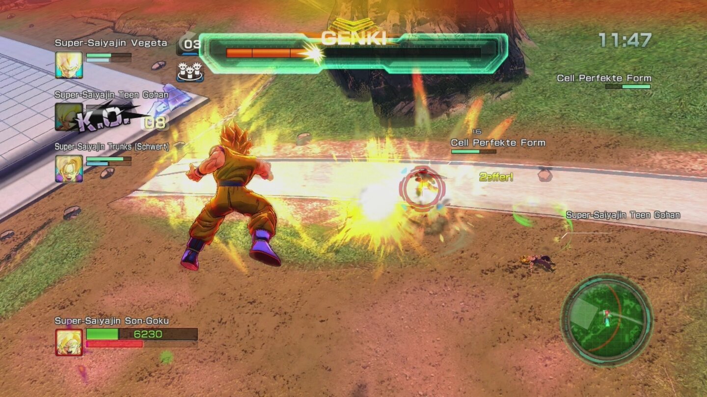 Dragon Ball Z: Battle of ZTransformationen innerhalb eines Kampfes sind nicht möglich. Wollen wir etwa Son Goku als Super Sayajin spielen, müssen wir uns das vor einem Match überlegen.