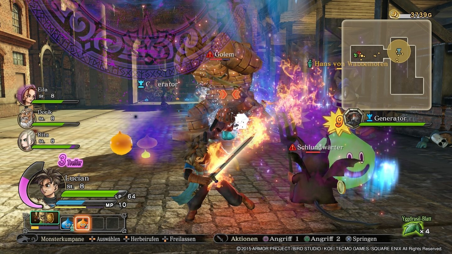 Dragon Quest: HeroesEiner der Magieangriffe macht aus unserer Waffe ein Flammenschwert.