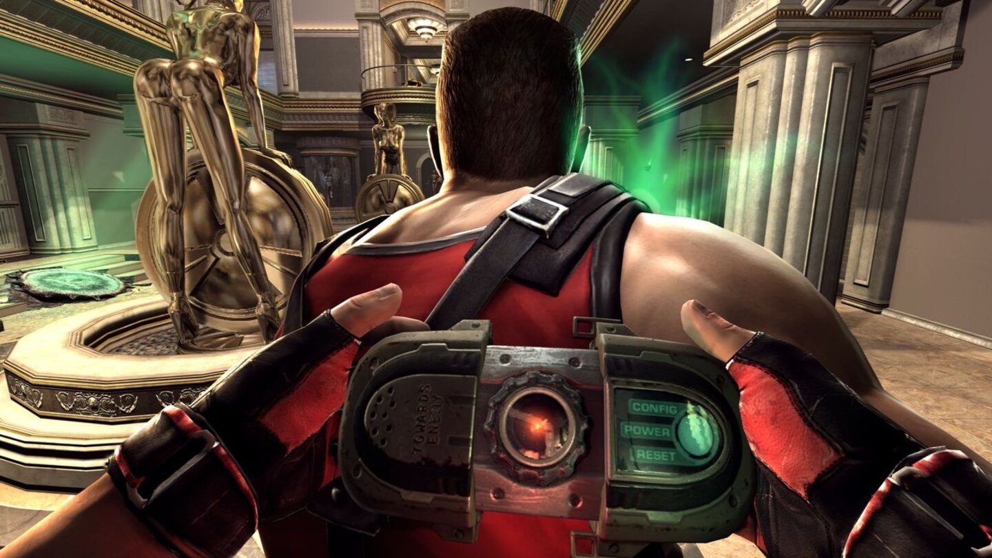 Duke Nukem Forever - MultiplayerSprengstoff lässt sich nicht nur an Wänden, sondern auch am Rücken der Mitspieler festpappen.