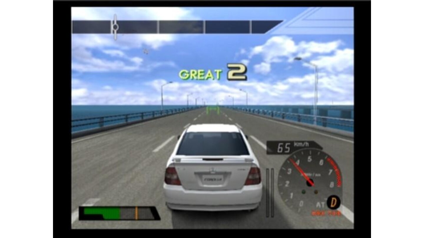 Driving Toyota Corolla in training mode, you must pass all the checkpoints at the right speed (color of checkpoint indicates how close are you driving to the perfect speed to pass through)