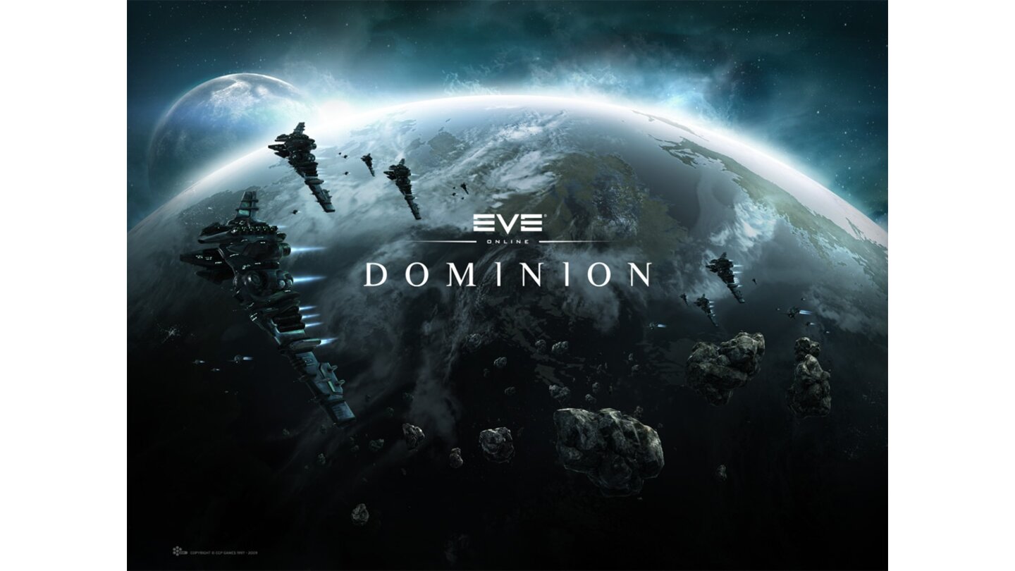 Eve Online: Dominion - Release: 1. Dezember 2009. Beschreibung: Dominion brachte vor allem ein überarbeitetes Souveränitätssystem, zudem kamen einige epische Missionen für die Piratenfraktionen hinzu und die Grafik der Planeten wurde überarbeitet.
