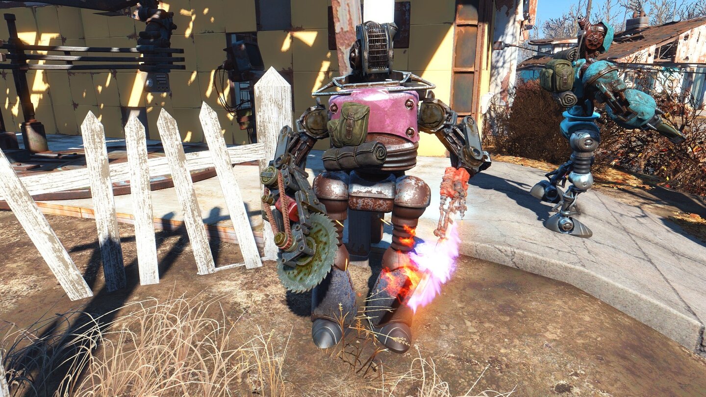 Fallout 4 - Automatron
Mit Dönermesser und Kreissäge ausgestattet ist unser erster Roboter noch nicht sehr beeindruckend.