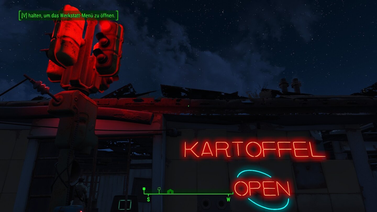 Fallout 4: Wasteland Workshop
Neonbuchstaben verleihen unserer Siedlung ein ganz besonderes Flair.
