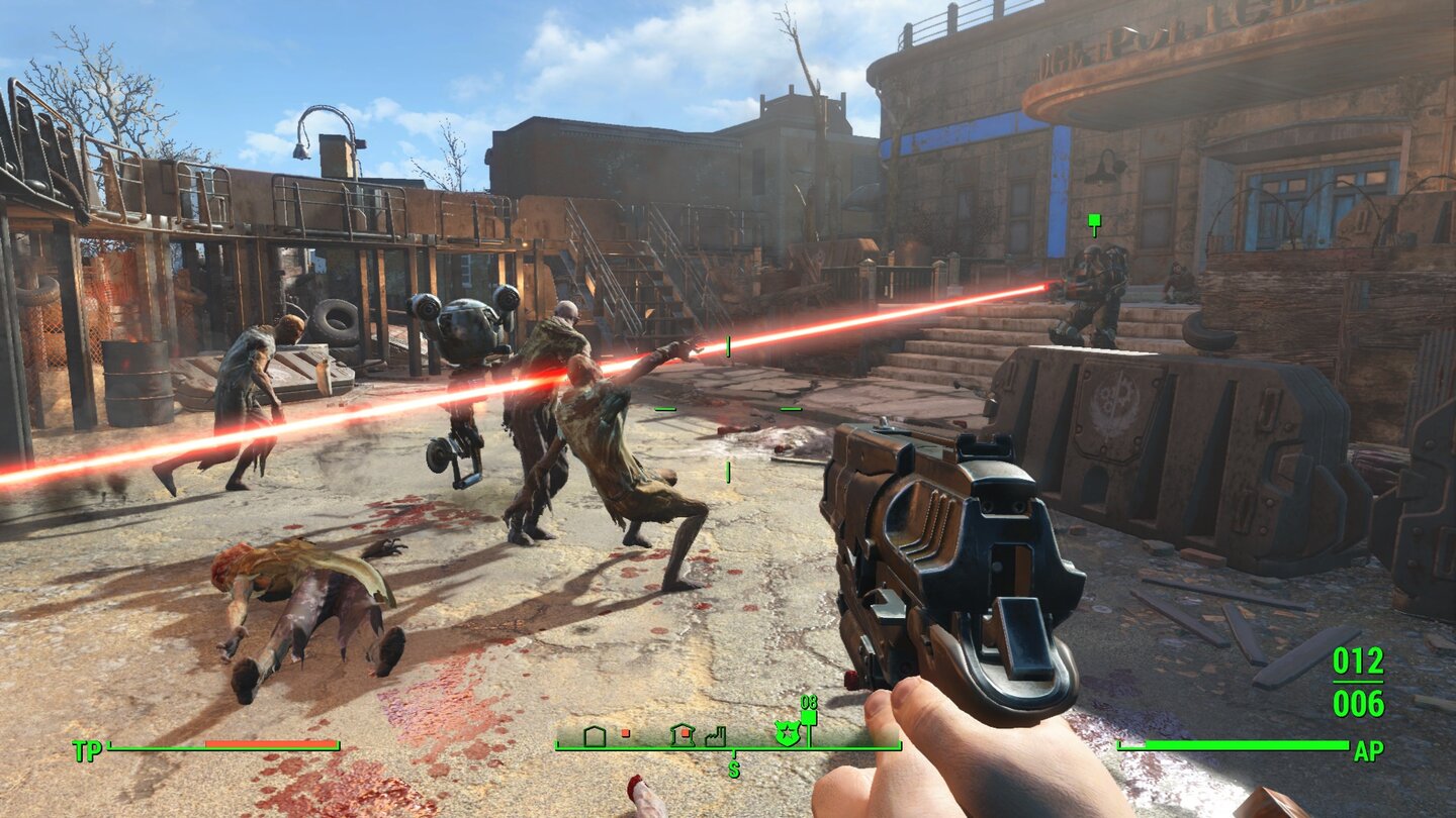 Fallout 4 (PC)Auch diesmal können wir uns wieder verschiedenen Fraktionen anschließen, hier helfen wir einem Paladin der stählernen Bruderschaft.