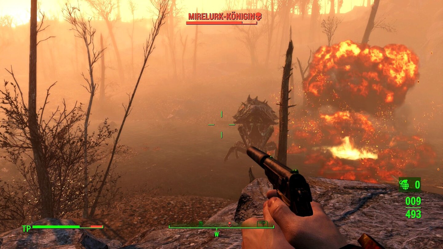 Fallout 4 (PS4)Monströse Mirelurk-Königinnen widerstehen sogar Atomgranaten – und teilen ordentlich aus.