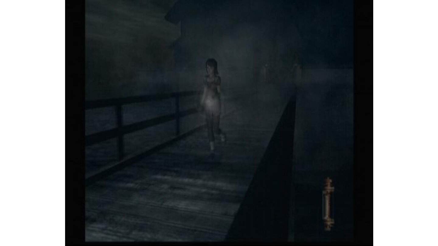 Running across the long bridge surrounded by drowned spirits