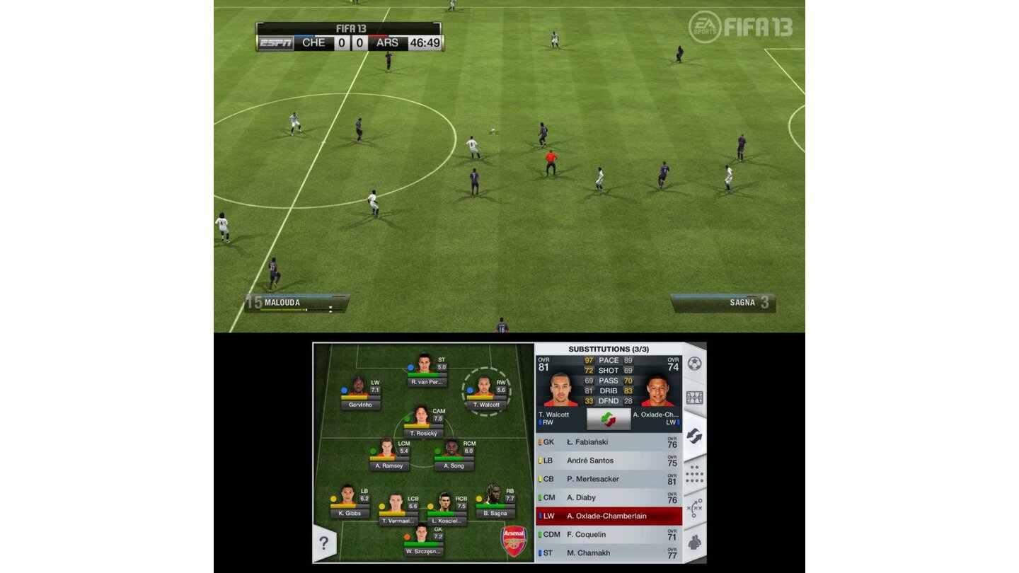 FIFA 13 (Wii U) ... ändern die Aufstellung bzw. Formation und wechseln Spieler aus.
