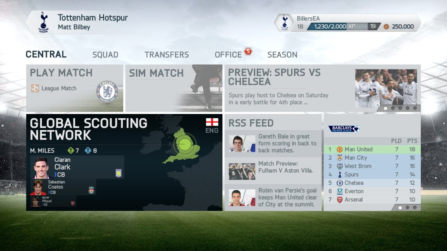 FIFA 14Das Scouting-Netzwerk wird prominent in den Karrieremodus integriert.