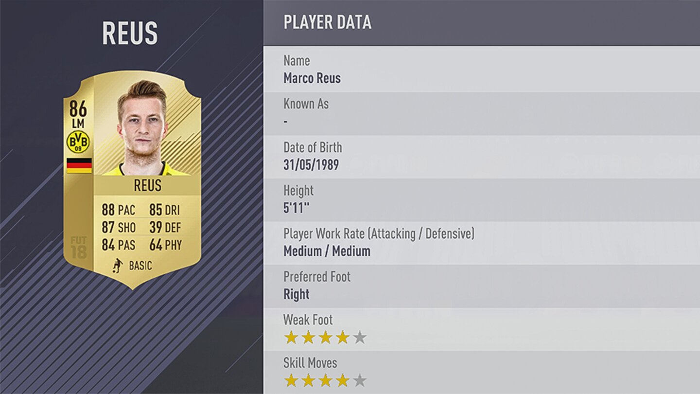 FIFA 18Platz 64: Marco Reus von Borussia Dortmund