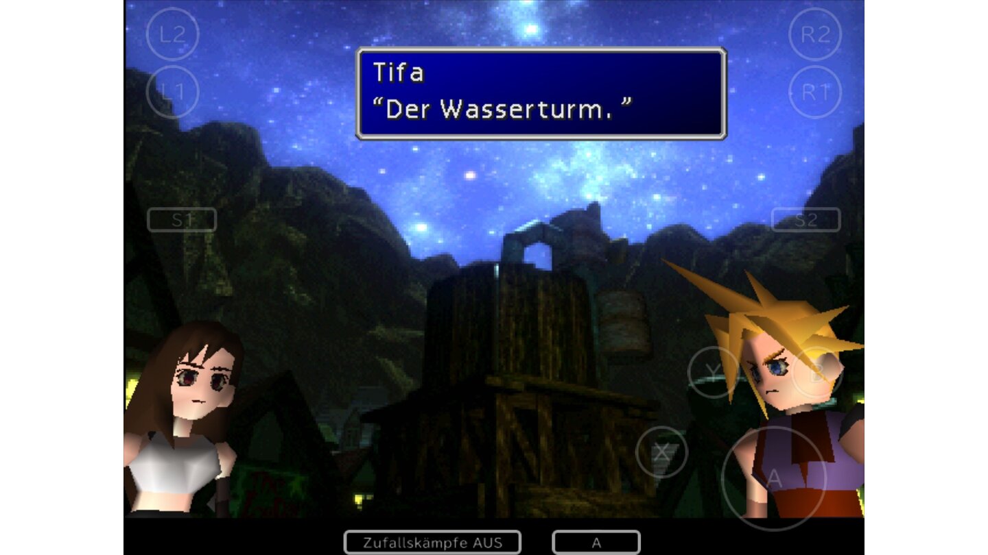 Final Fantasy 7 iOSSelbst in Gesprächen werden die transparenten Buttons nicht ausgeblendet.