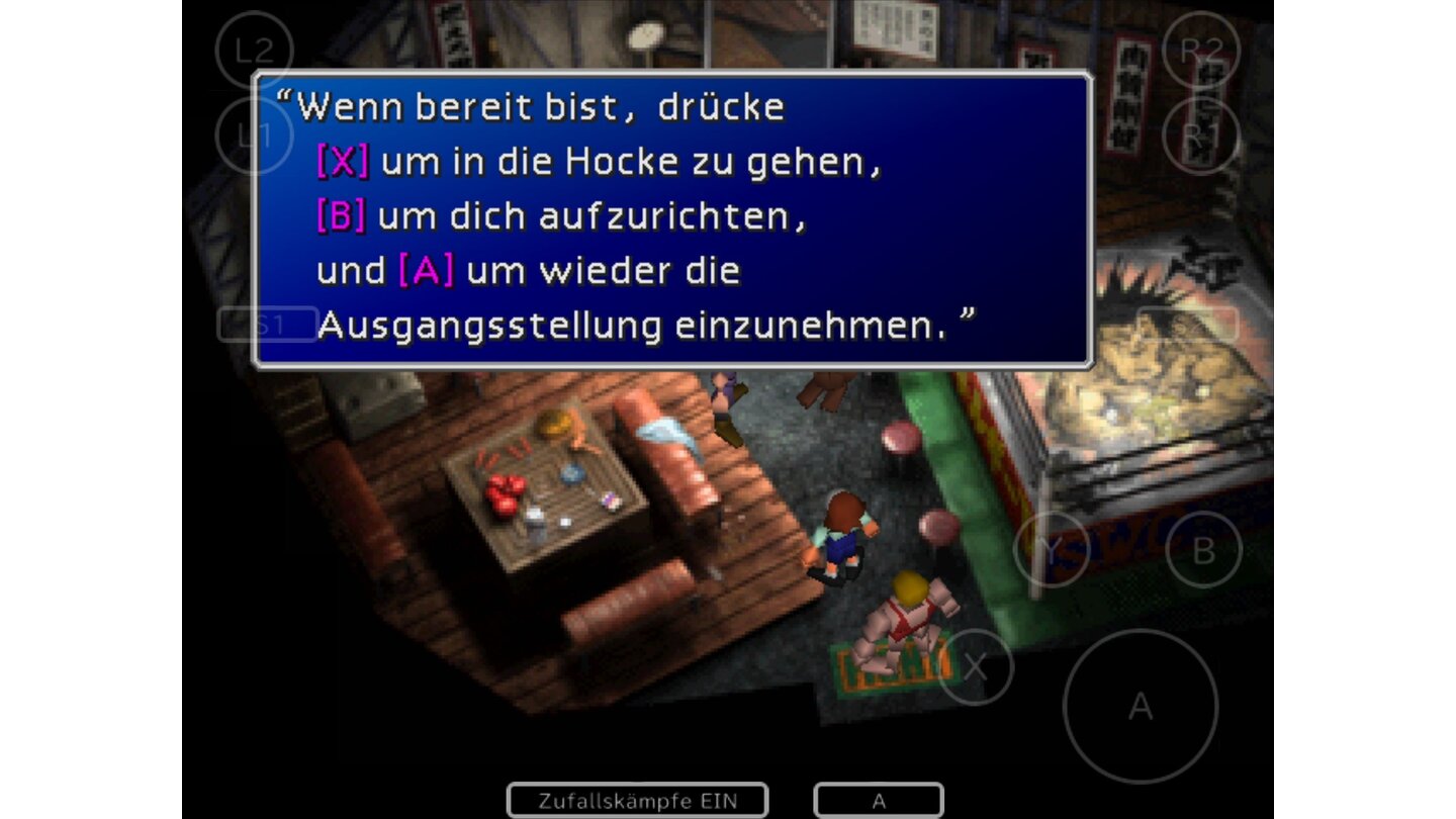Final Fantasy 7 iOSDas Steuerungslayout wurde leider 1:1 von der Playstationfassung übernommen. Gesteuert wird über eingeblendete virtuelle Tasten.