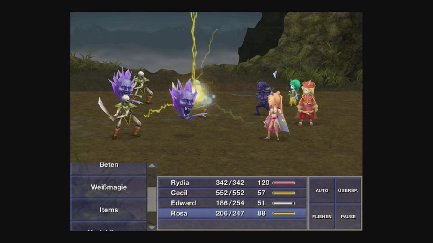 Final Fantasy IVBei vielen Angriffen und Zaubern haben wir die Wahl ob wir nur einen oder gleich alle Gegner angreifen.