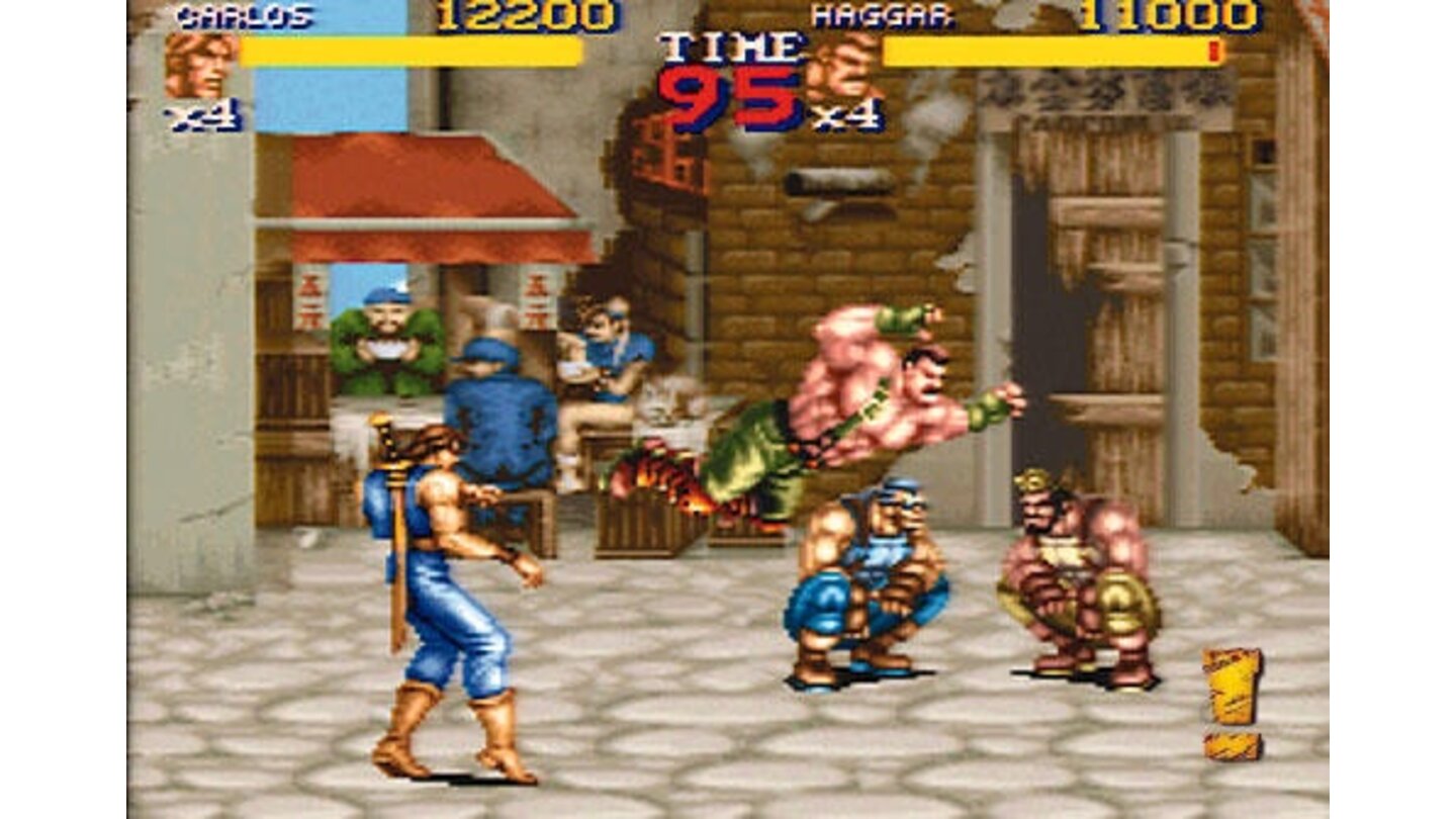 Haggar in action (Notice Streetfighter's Chun-Li in the background)