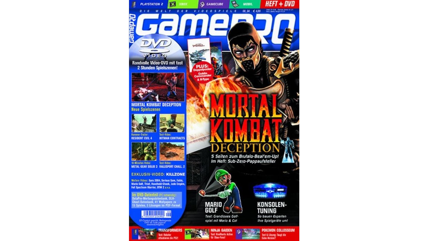 GamePro 06/2004mit Mortal Combat: Desception-Titelstory und Tests zu Project Zero 2, Serious Sam: Next Encounter und World War Zero. Außerdem: Previews zu Chronicles of Riddick, Ratchet & Clank 3 und The Getaway 2.