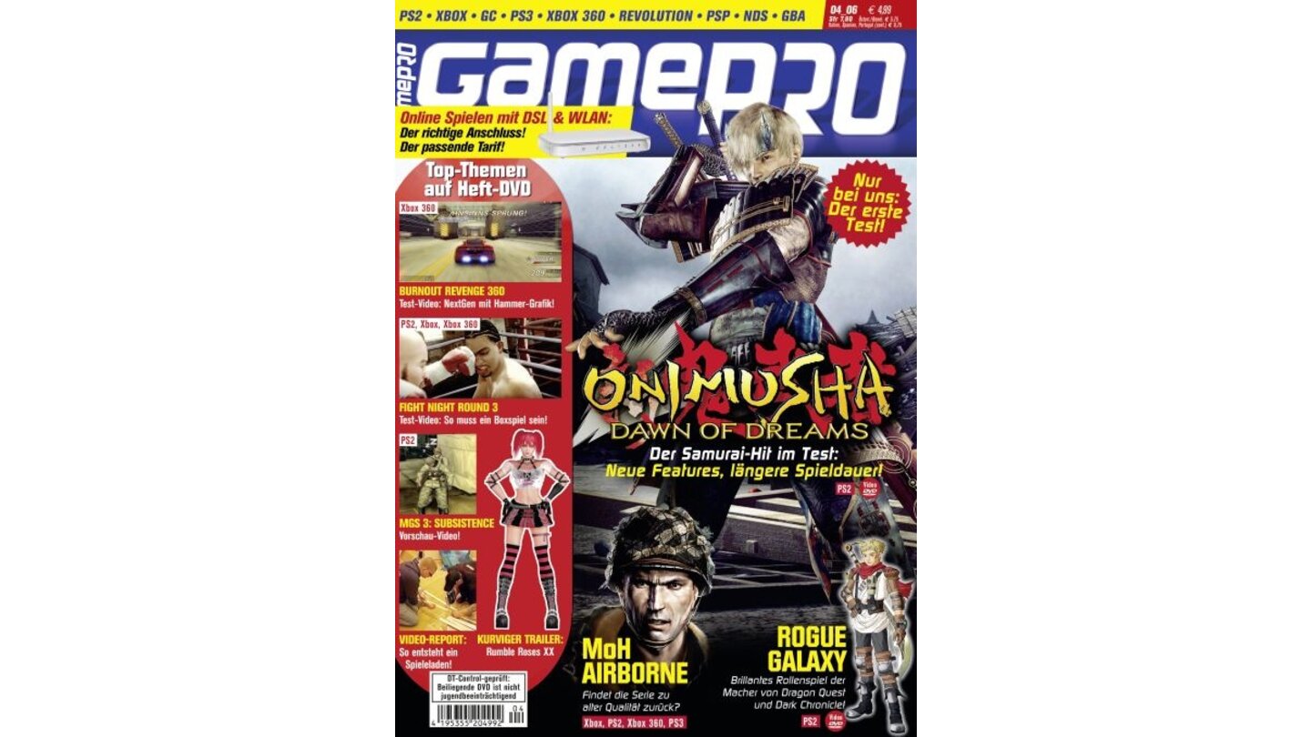GamePro 04/2006mit Onimusha-Titelstory und Tests zu Burnout Revenge, DTM Race Driver 2 und Tak: Die große Ju-Ju-Jagd. Außerdem: Previews zu Driver: Parallel Lines und Splinter Cell: Double Agent.
