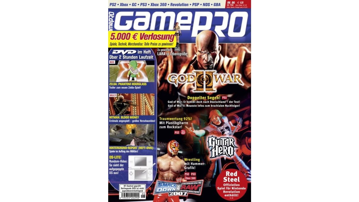 GamePro 06/2006mit God of War-Titelstory und Tests zu Guitar Hero und Metroid Prime: Hunters. Außerdem: Previews zu Alone in the Dark, Just Cause und Scarface.