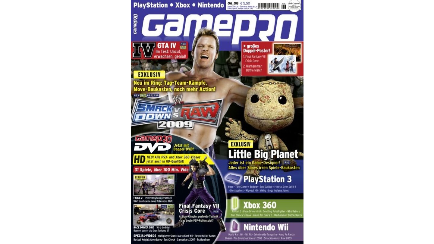 GamePro 06/2008mit WWE-Titelstory und Tests zu GTA IV, Mario Kart Wii und Okami. Außerdem: Previews zu Soul Calibur 4, Crisis Core: FF VII und Metal Gear Solid 4.