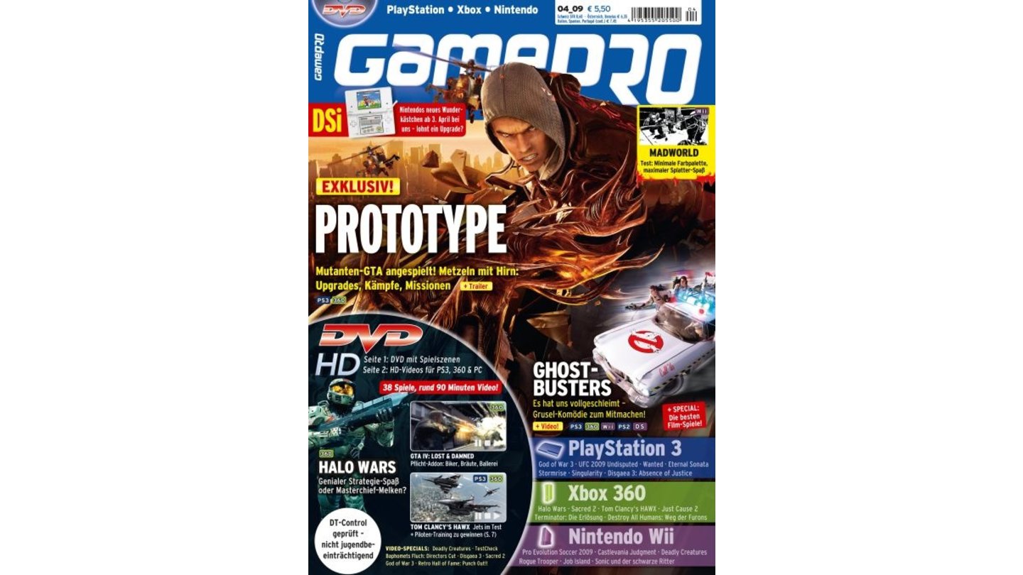 GamePro 04/2009mit Prototype-Titelstory und Tests zu GTA IV: Lost and Damned, Halo Wars und Tom Clancy's Hawx. Außerdem: Previews zu God of War 3, Just Cause 2 und Sacred 2.