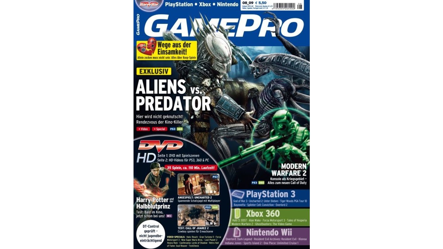 GamePro 08/2009mit Alien vs. Predator-Titelstory und Tests zu Call of Juarez: Bound in Blood, Overlord 2 und Tales of Vasperia. Außerdem: Previews zu Alan Wake, Modern Warfare 2 und Uncharted 2.