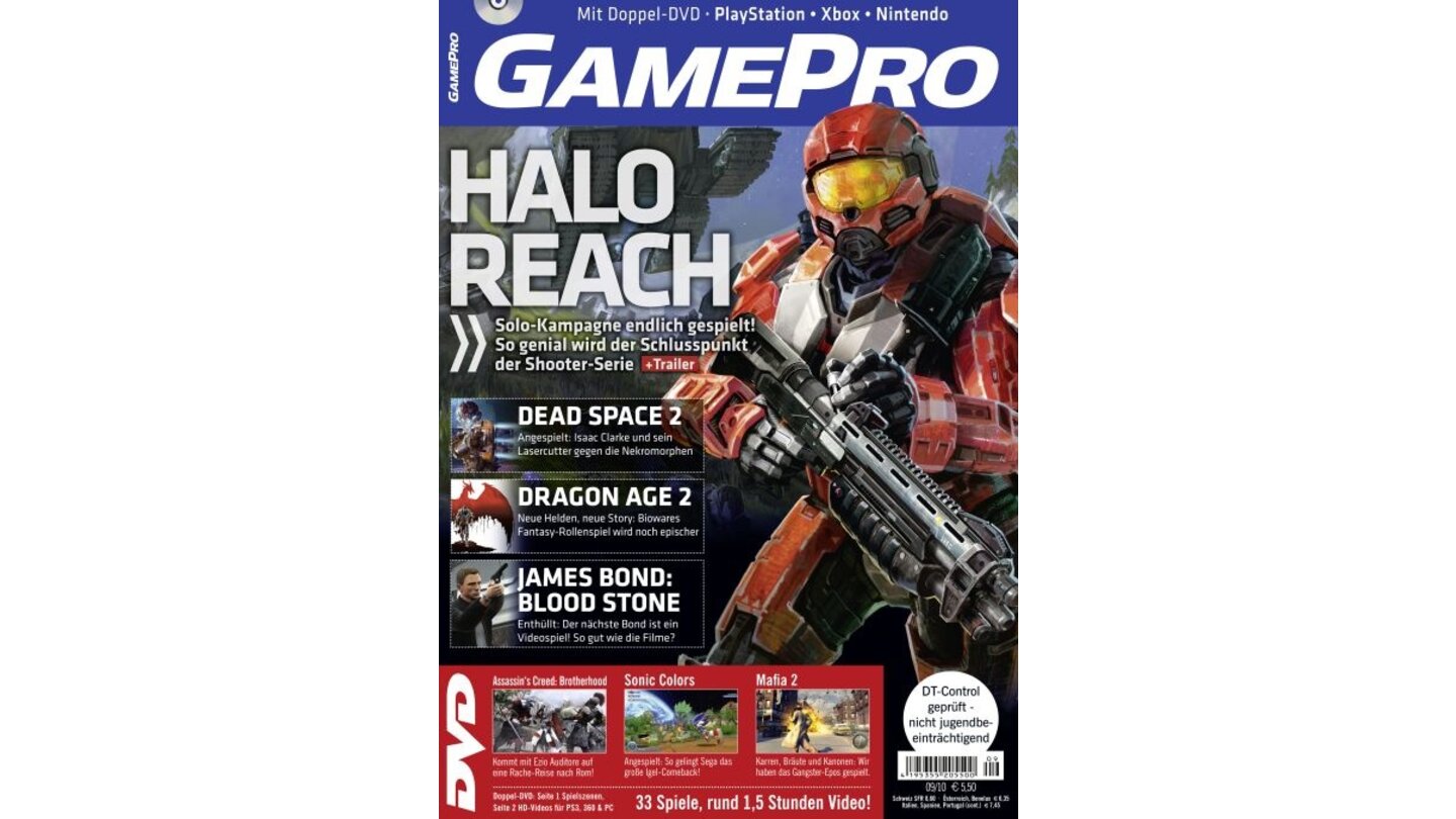 GamePro 09/2010mit Halo: Reach-Titelstory und Tests zu Dementium 2, Naughty Bear und Summer Challange. Außerdem: Previews zu Dead Space 2, FIFA 11 und Metal Gear Solid: Rising.
