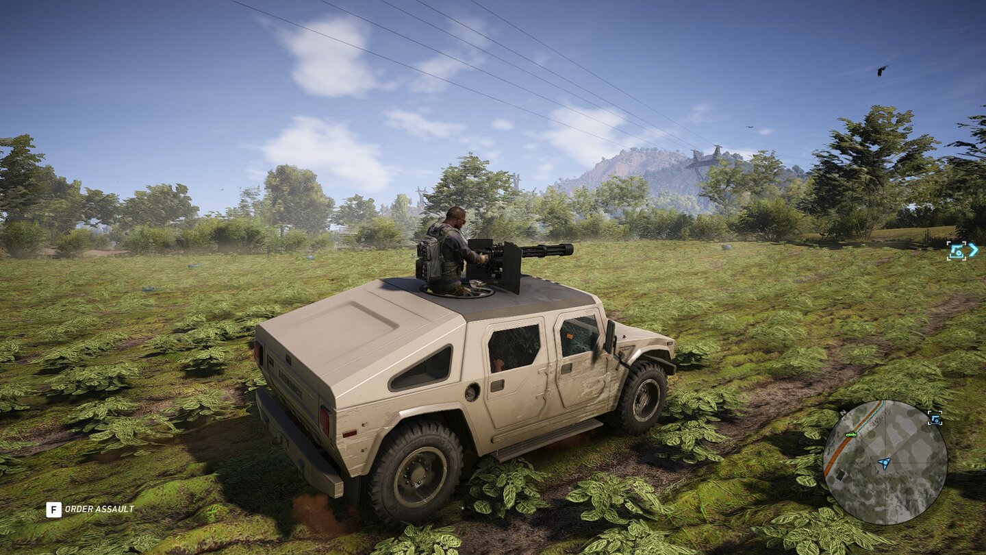 Ghost Recon: WildlandsManche Humvees und Hubschrauber verfügen über Miniguns als Bordbewaffnung für die Passagiere - damit werden Verfolgungsjagden gleich viel einfacher!