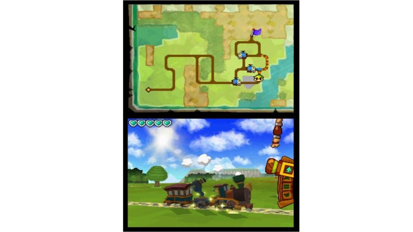 The Legend of Zelda: Spirit Tracks (2009, DS)In Hyrule verschwinden nach und nach die Eisenbahnschienen der Götter, die über der Welt verteilt sind und ein Gefängnis für den Dämonenkönig bilden. Um die Flucht des Fieslings zu verhindern, bittet Prinzessin Zelda den Lokomotivführer-Lehrling Link um Hilfe, wird dabei jedoch von Gehilfen des Dämons angegriffen und kann nur als Geist überleben. Jetzt muss Link nicht nur die fehlenden Gleise, sondern auch den Körper der Prinzessin wiederfinden. Dazu bereist er Hyrule mit seiner aufrüstbaren Lokomotive, mit der er, ähnlich wie in Wind Waker, unterwegs Gefechte bestreitet. Das DS-Spiel wird beinahe nur mit dem Stylus gesteuert, mit dem wir zum Beispiel die Flugbahn des Bumerangs bestimmen können. Für manche Rätsel wird auch das Mikrofon benutzt. Als eines der wenigen Spiele der Zelda-Reihe verfügt Spirit Tracks über einen Mehrspielermodus.