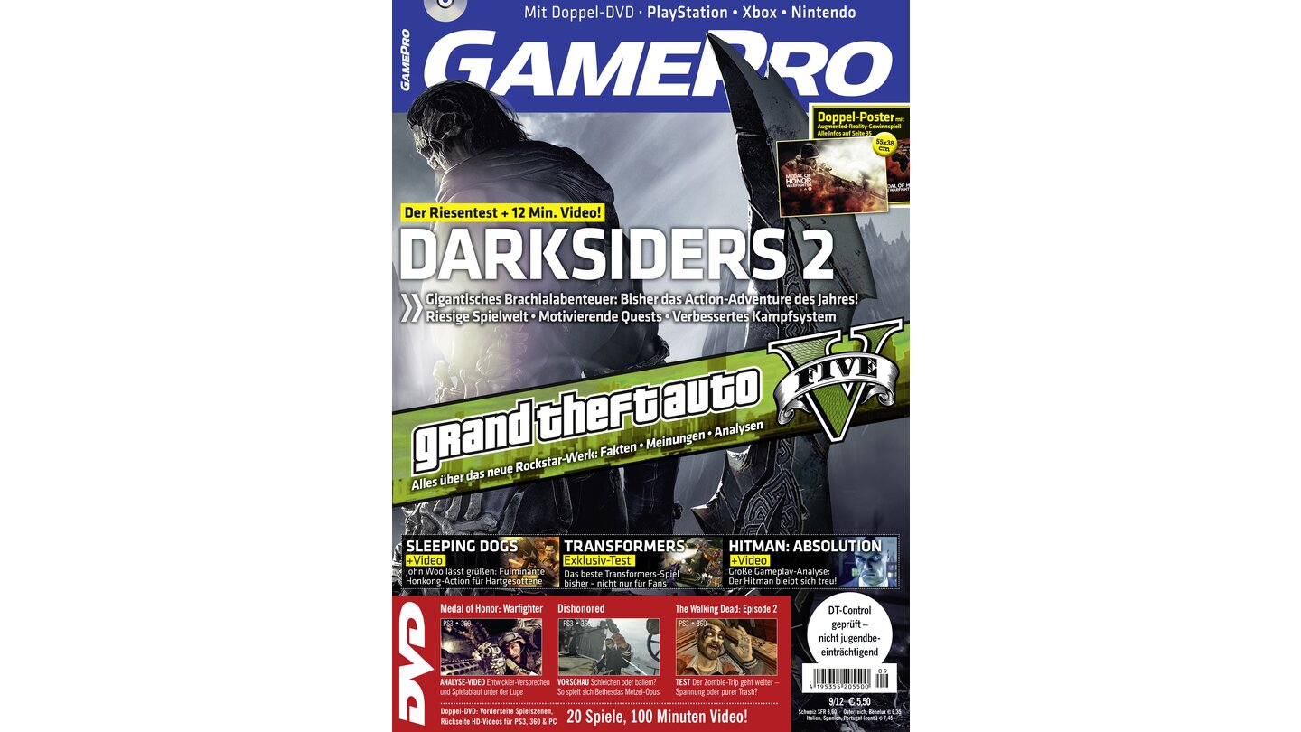 GamePro 09/2012mit Darksiders 2-Titelstory und Tests zu Risen 2, Transformers: Untergang von Cybertron und Sleeping Dogs. Außerdem: Previews zu Resident Evil 6, Ni No Kuni: Der Fluch der weißen Königin und Borderlands 2.