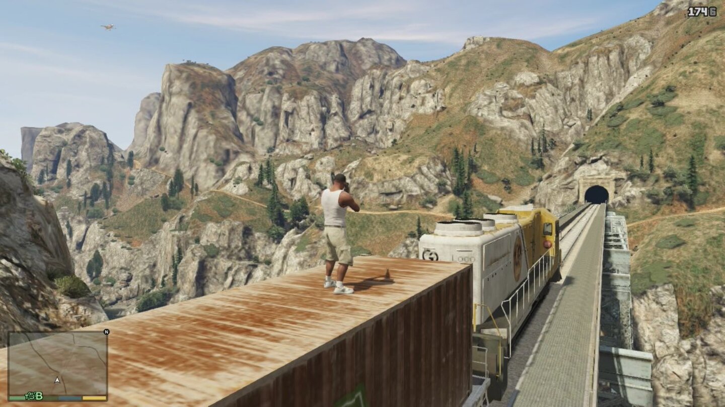 Grand Theft Auto 5Cool: Mit der Eisenbahn machen wir eine nette, kleine Rundtour.