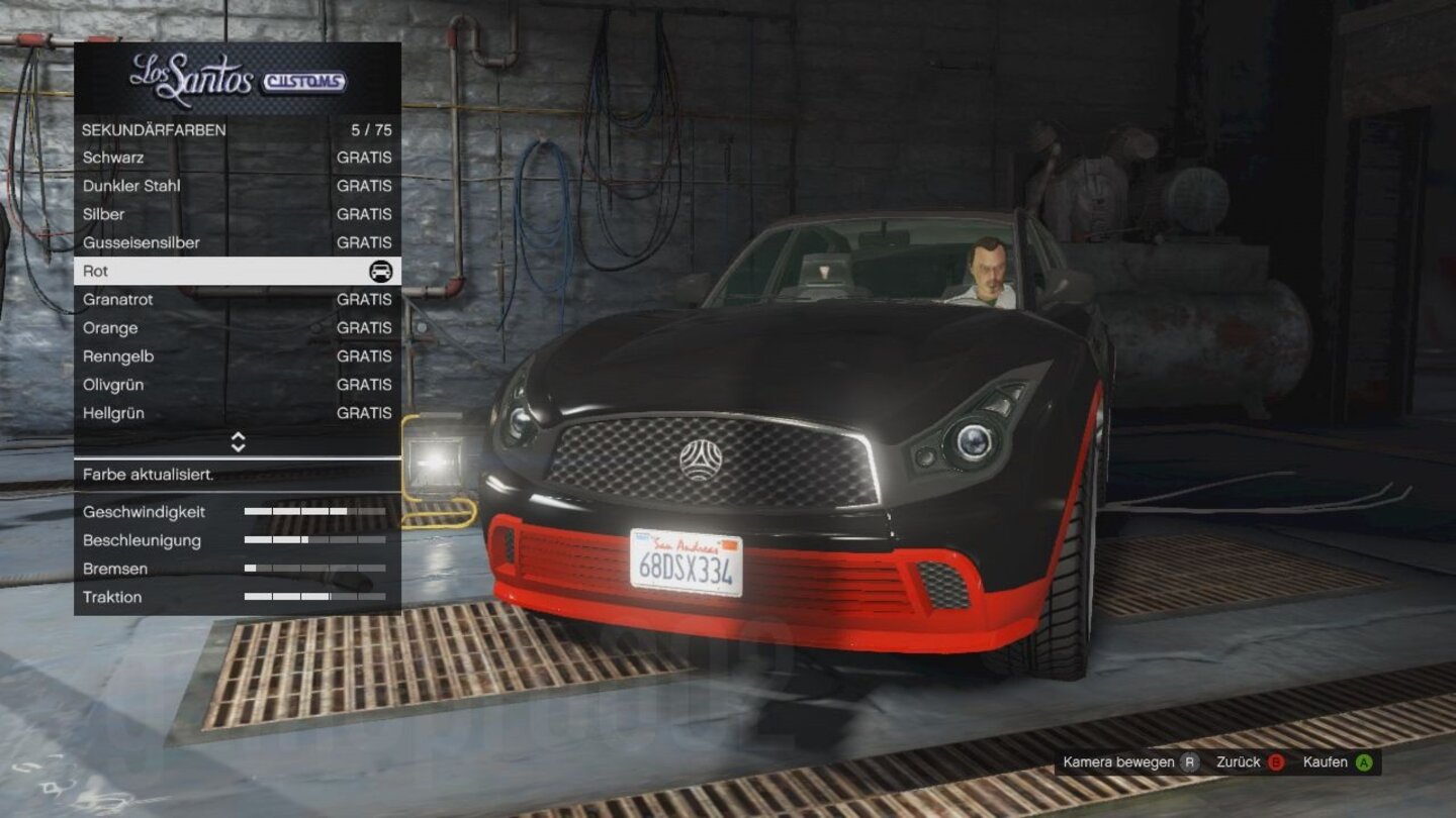 Grand Theft Auto OnlineUnsere Karre statten wir auf Wunsch mit einer Versicherung und einem GPS-Sender aus.