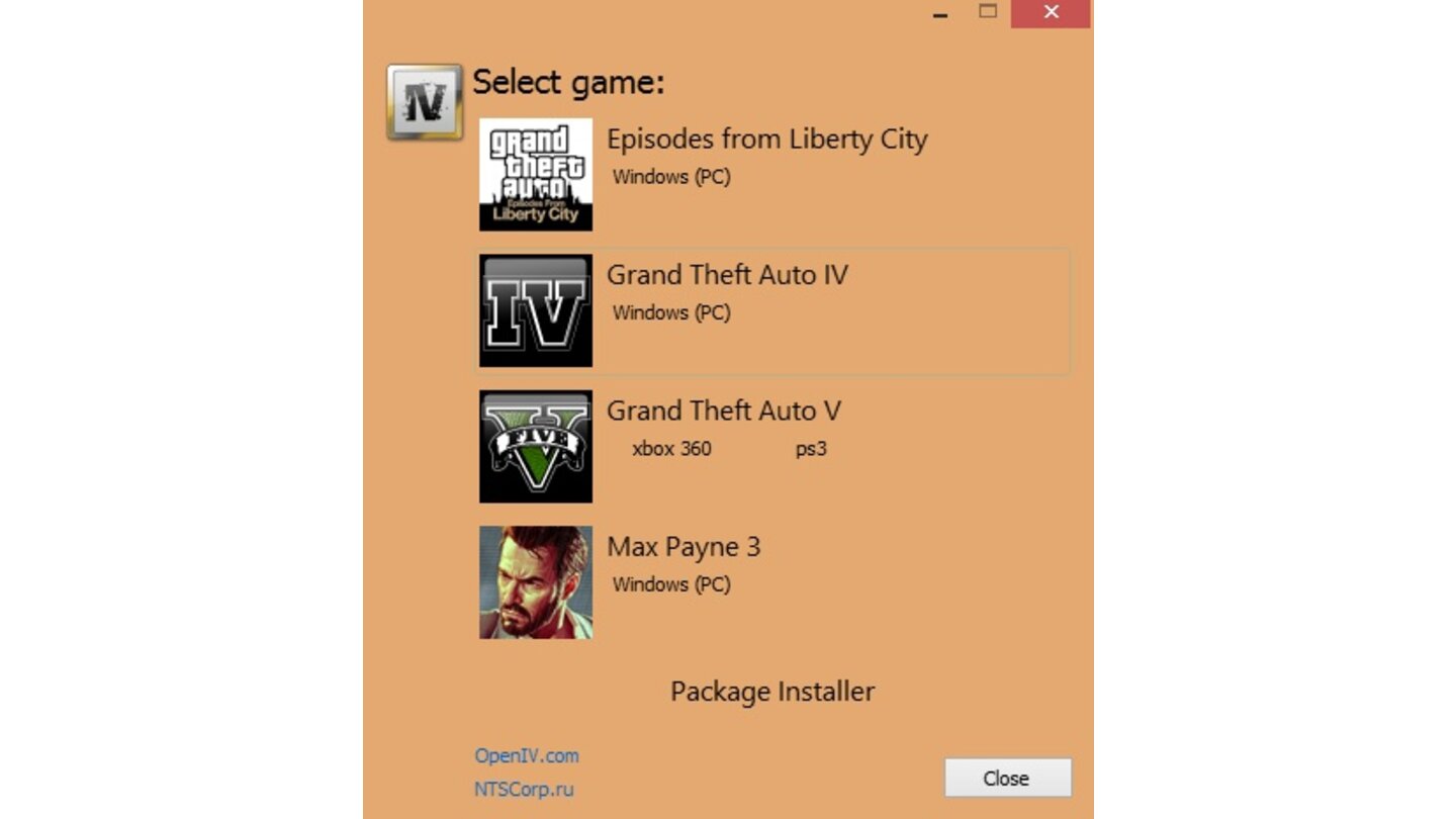 GTA 4 Mod-Anleitung Schritt 11Für die Mod Tweak ALL the Peds, die die Gesichter der Fußgänger aufhübscht, benötigen wir das Programm »OpenIV«. Nach der Installation wählen wir beim Start »Grand Theft Auto IV« aus.