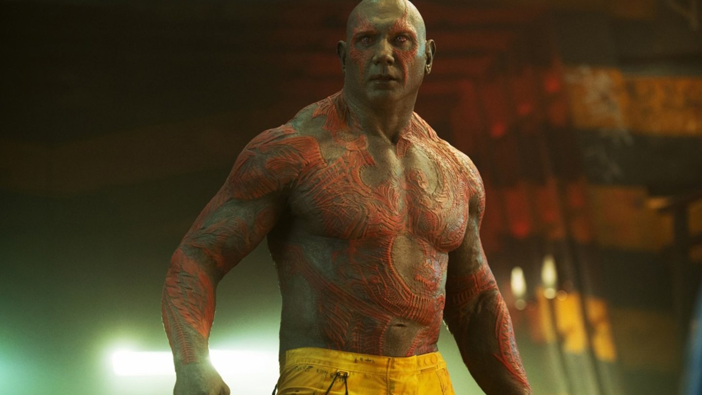 Guardians of the GalaxyWrestler Dave Bautista gibt den rachsüchtigen Muskelmann Drax, der Zerstörer.