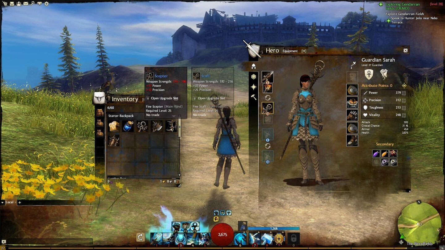 Guild Wars 2Das übersichtliche Charaktermenü passt zum Rest des Spiels. Es wirkt wie gemalt.