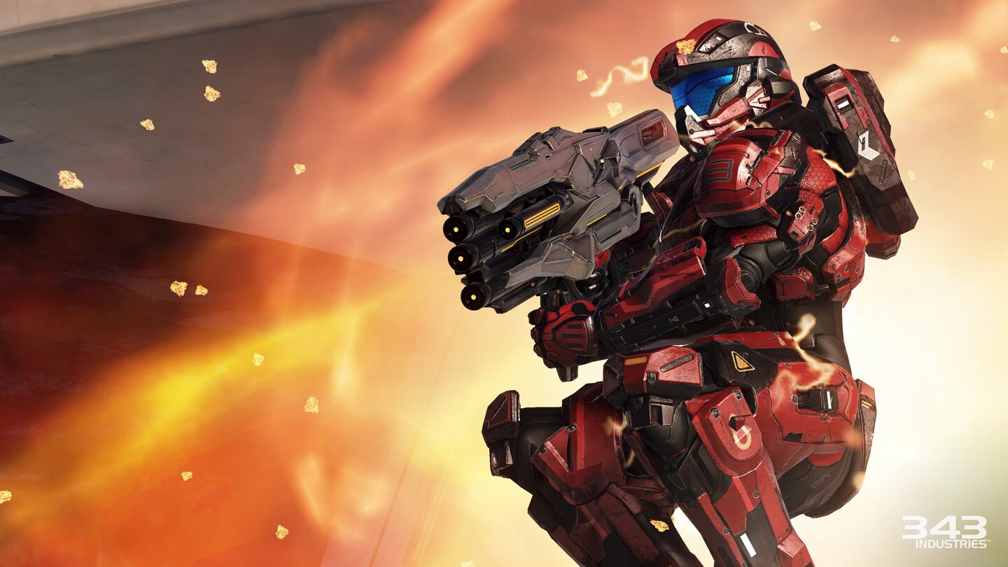 Halo 5: GuardiansDer Raketenwerfer gehört zu den stärksten Waffen im Mehrspieler-Modus.