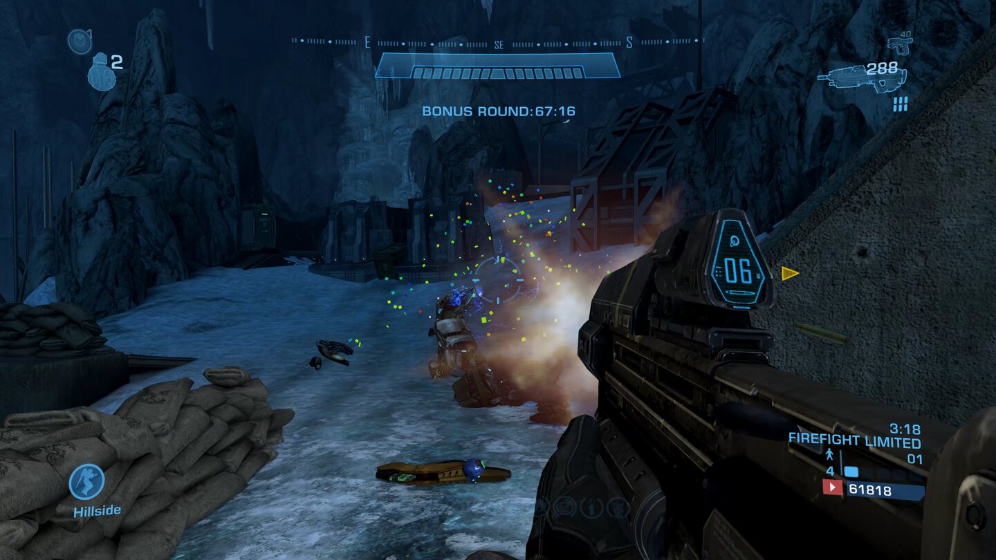 Halo: ReachWir nieten im Feuergefechts-Modus Aliens in der Vierergruppe um. Durch einen zufälligen Schädel-Modifikator hinterlassen die beim Headshot Konfetti. Hurra!