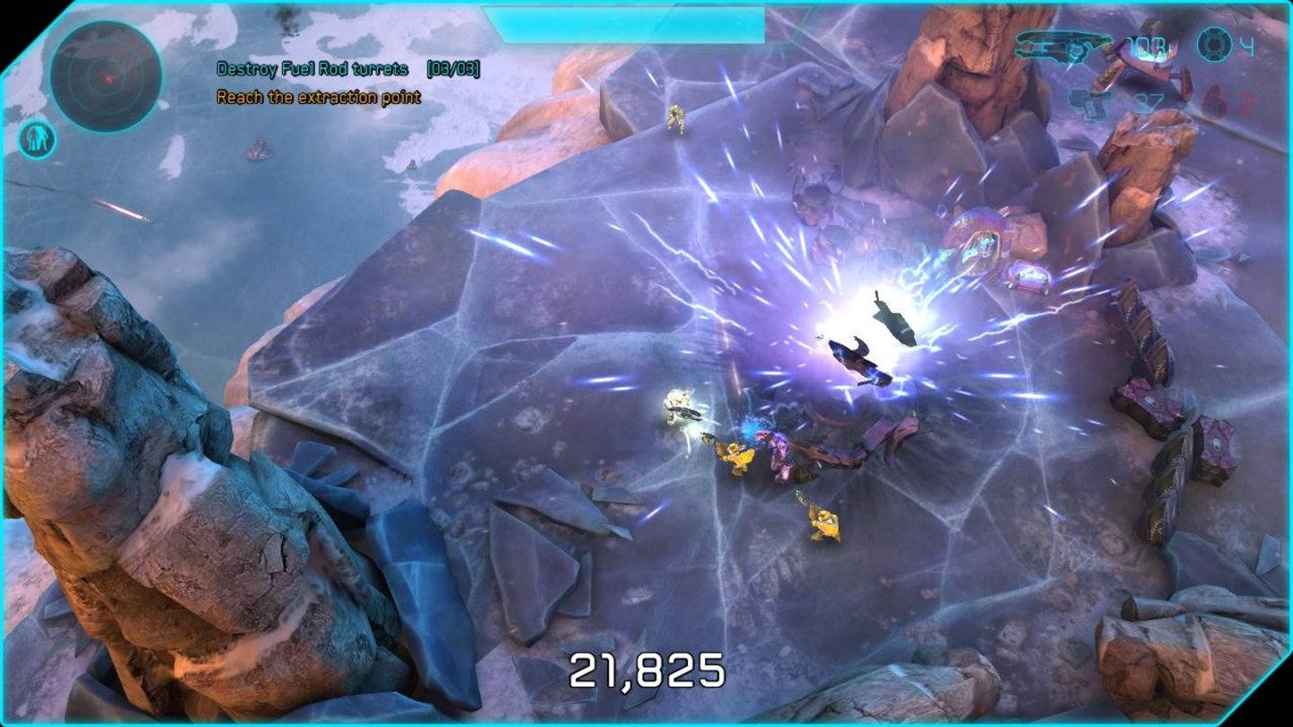 Halo: Spartan Assault - Screenshots aus der Steam-VersionInzwischen ist Spartan Assault auch auf dem PC mit einem Gamepad spielbar, was bei einem Twinstick-Shooter natürlich von Vorteil ist.