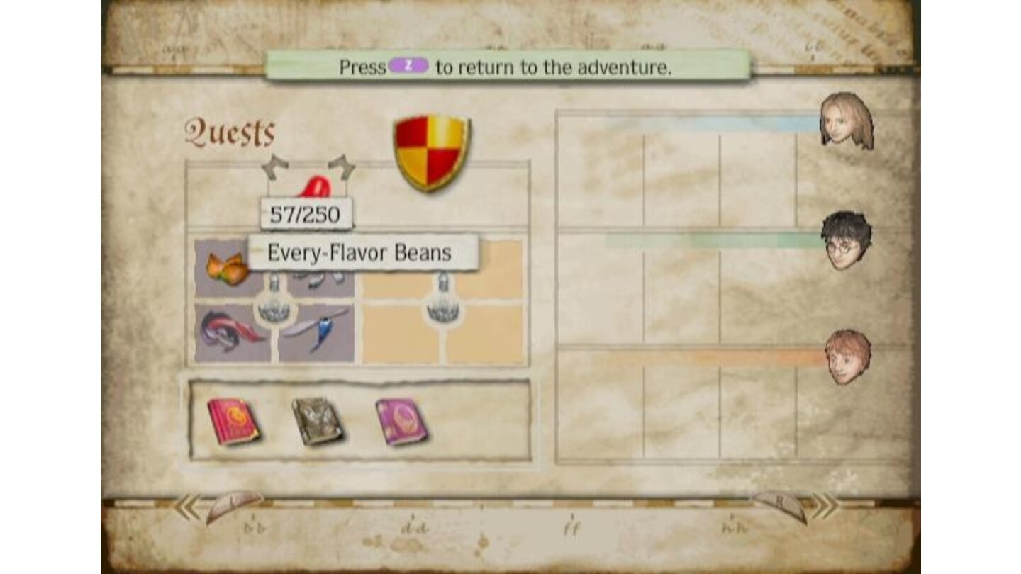 The inventory screen