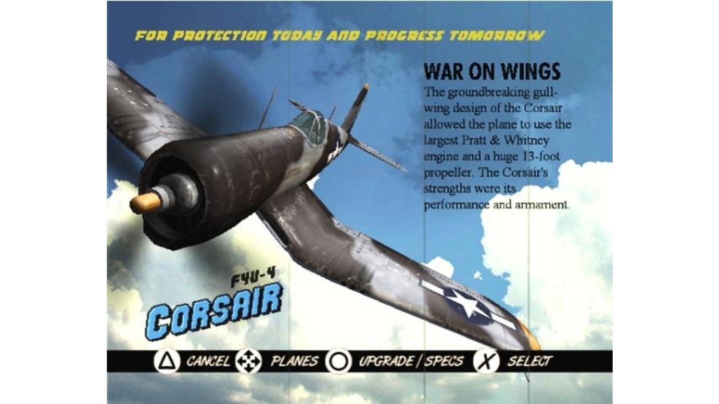 Plane select screen - Corsair (F4U-4)