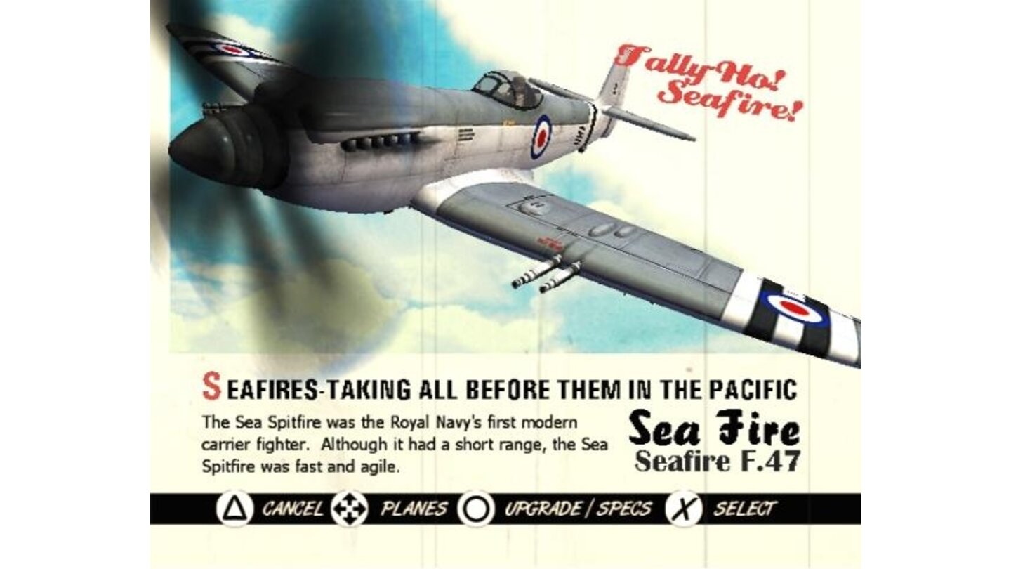 Plane select screen - Seafire F.47
