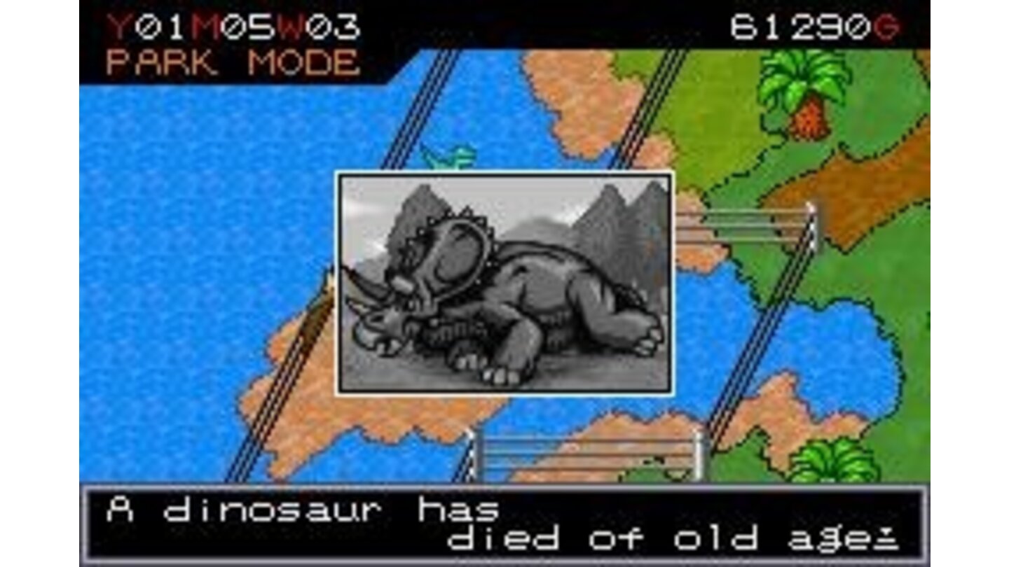 Oh, no! Your dinosaur died! Expect to see your dinosaurs dying from various causes throughout the game
