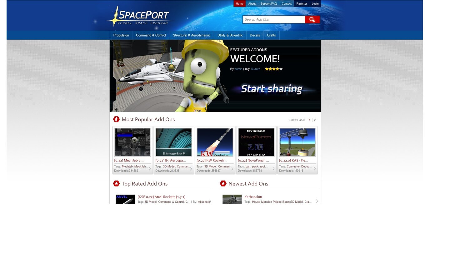 Kerbal Space Program
Die offizielle Website »Spaceport« ist Anlaufstelle für die Modding-Community.