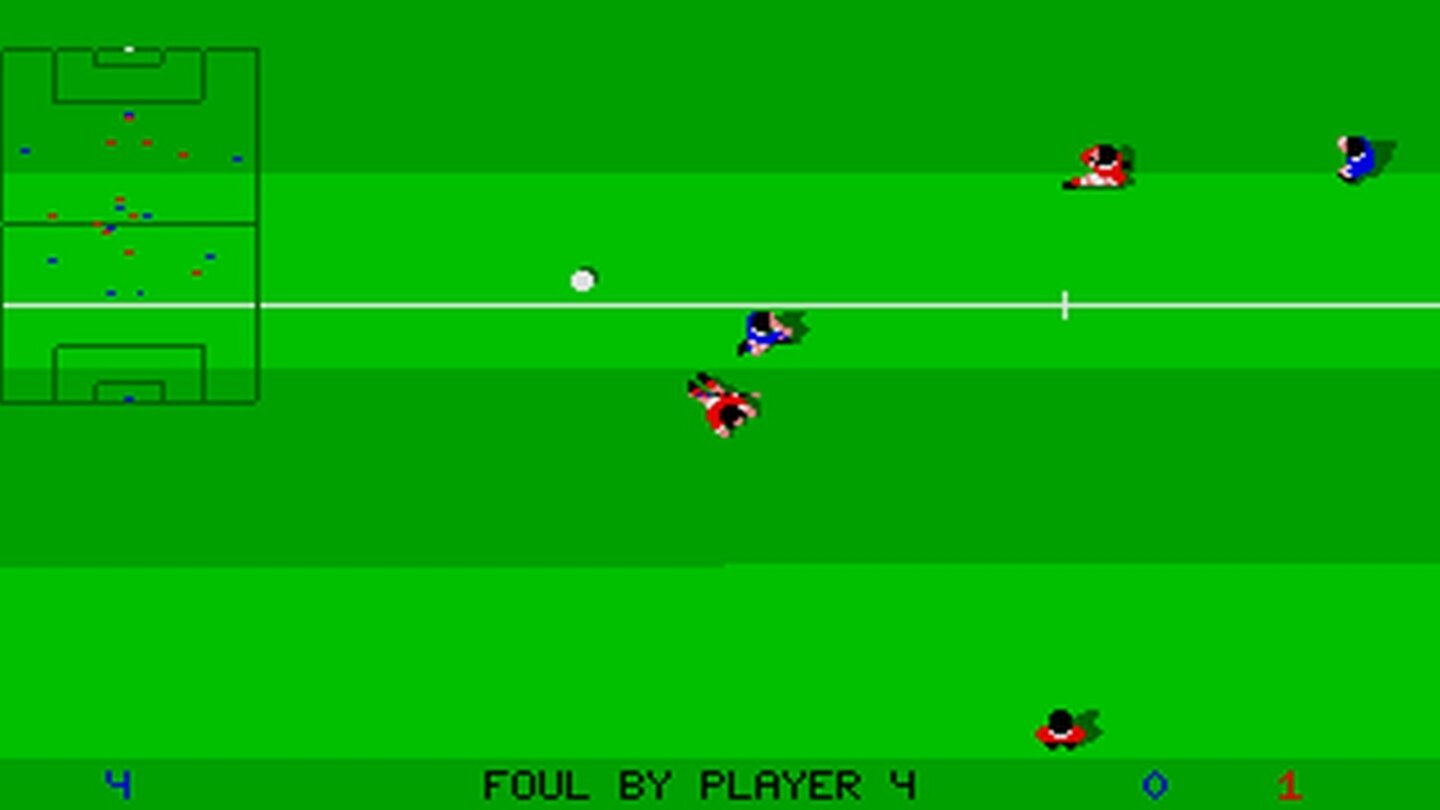 Kick OffAnco Software bildet 1989 mit Kick Off die Grundlage für einen beispielhaften Aufstieg in der Amiga-Szene. Statt den Ball an die Füße der Spieler zu kleben, schieben diese ihn vor sich her. Wer also schwänzeln oder umkehren will, muss schon um den Ball herum laufen. Anfangs gewöhnungsbedürftig, erweist sich diese Entscheidung als taktisch höchst anspruchsvoll. Zudem verfügt jede Figur über vier Attribute, die ihre individuellen Spielerstärken repräsentieren.